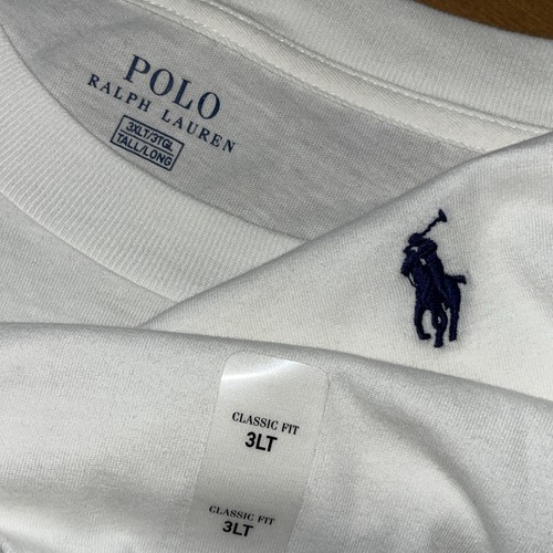 Polo Ralph Lauren Tee Shirt Men 3XLT Tall White Long Sleeve Classic Fit Preppy