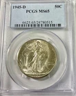 1945D  Walking Liberty 50C Half Dollar PCGS MS65
