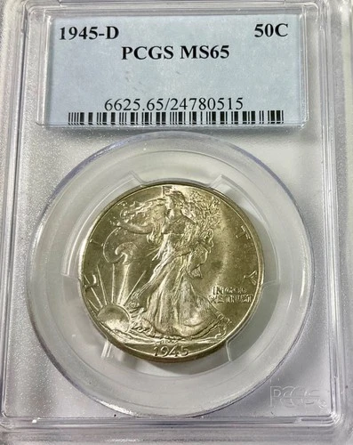 1945D  Walking Liberty 50C Half Dollar PCGS MS65
