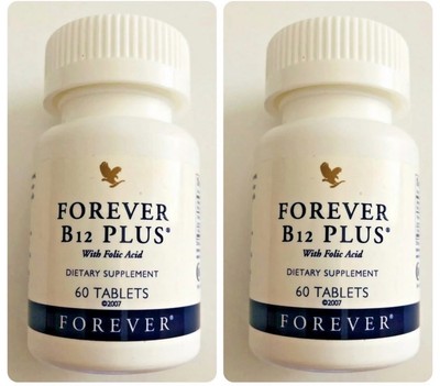 2 Bottles - Forever Living B12 PLUS with Folic Acid  - Energy, Brain Function