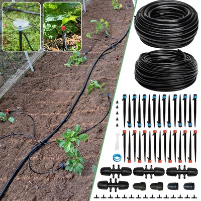 240FT Drip Irrigation System Kit | 1/2 in & 1/4 in Tubing for Garden & Lawn