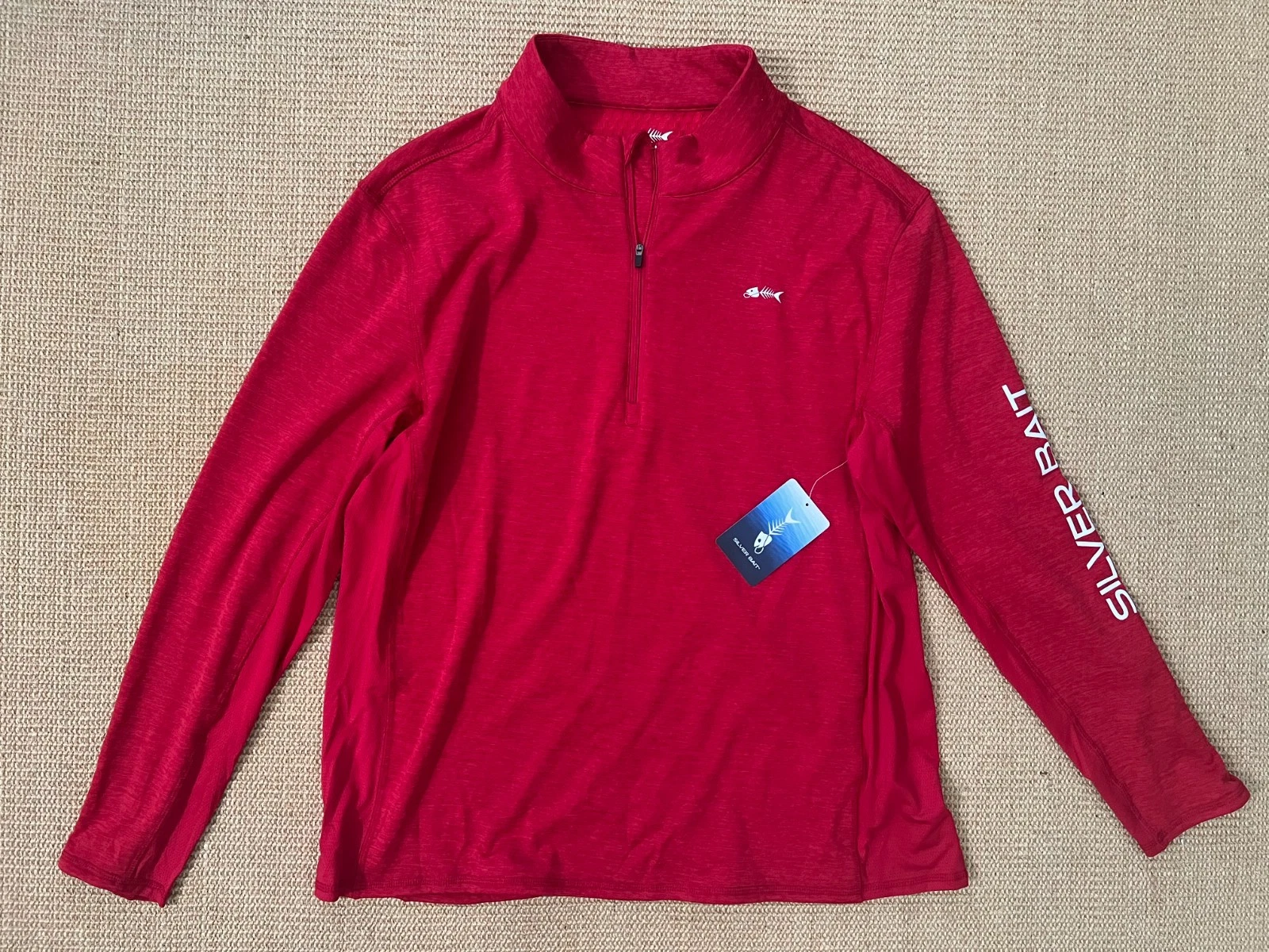 Silver Bait Red Men's Long Sleeve, 1/4 Zip Front Pullover Size XL