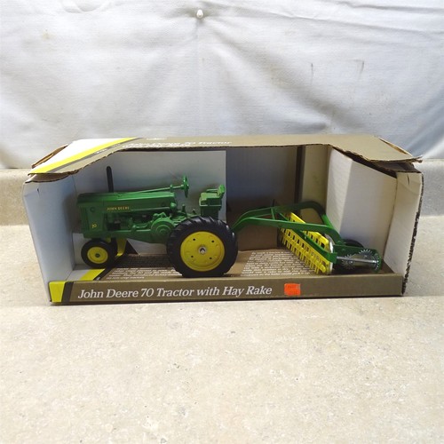 Vintage Ertl John Deere 70 Tractor With Hay rake In Box, 1/16, No. 5807 ...