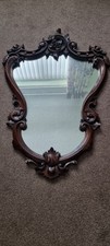 Vintage Ornate Gothic Large Hand Carved Mahogany  Wall Mirror