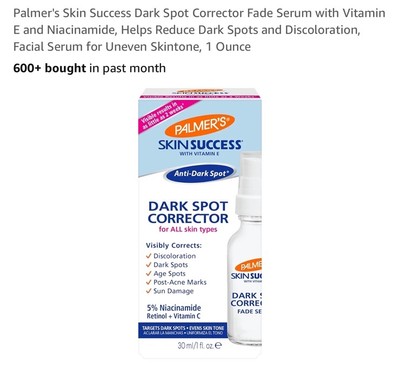 Palmer's Skin Success Dark Spot Corrector Fade Serum For All Skin Type White 1oz