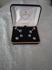 New Competition Love Knot Tuxedo Cufflinks And Stud Set Silver Tone With...