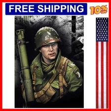 1/10 Scale Die-Cast Resin Bust Model Kit WWII US Airborne Troop Statue Unasse...