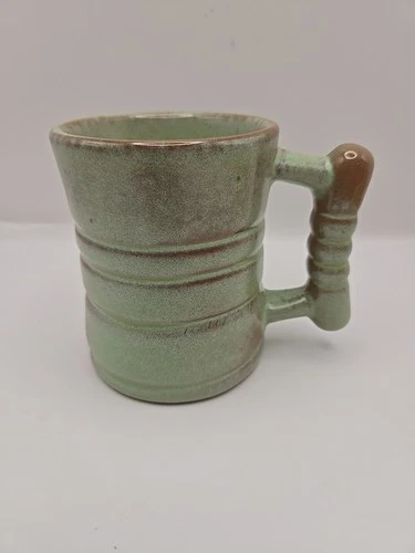 VINTAGE FRANKOMA POTTERY C3 PLAINSMAN Seafoam Green Brown 4” COFFEE MUG