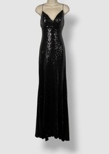 B. Darlin Juniors' Women's Black Sequins V-Neck Strappy-Back Dress Size 13/14