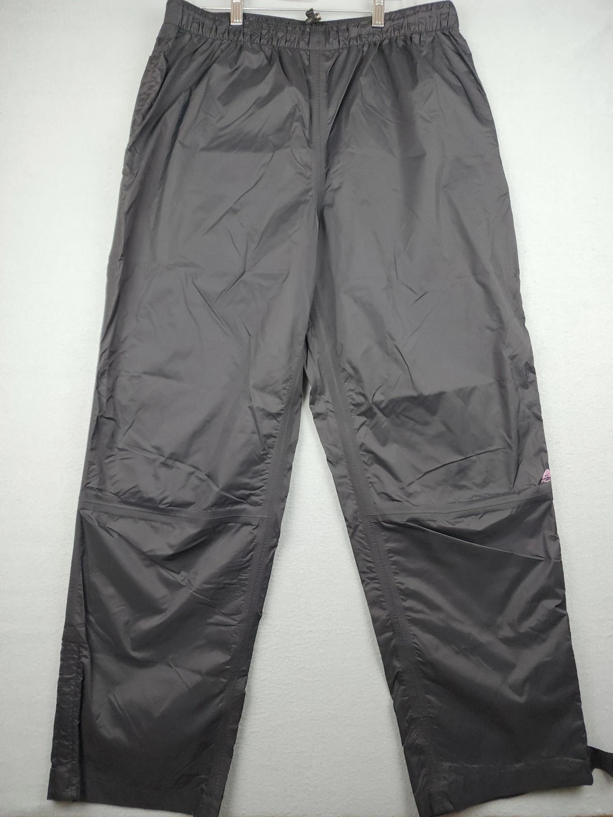 Nike ACG Rain Pants Mens Large 36x32 Gray Lined Elastic Waist Hiking Outdoor