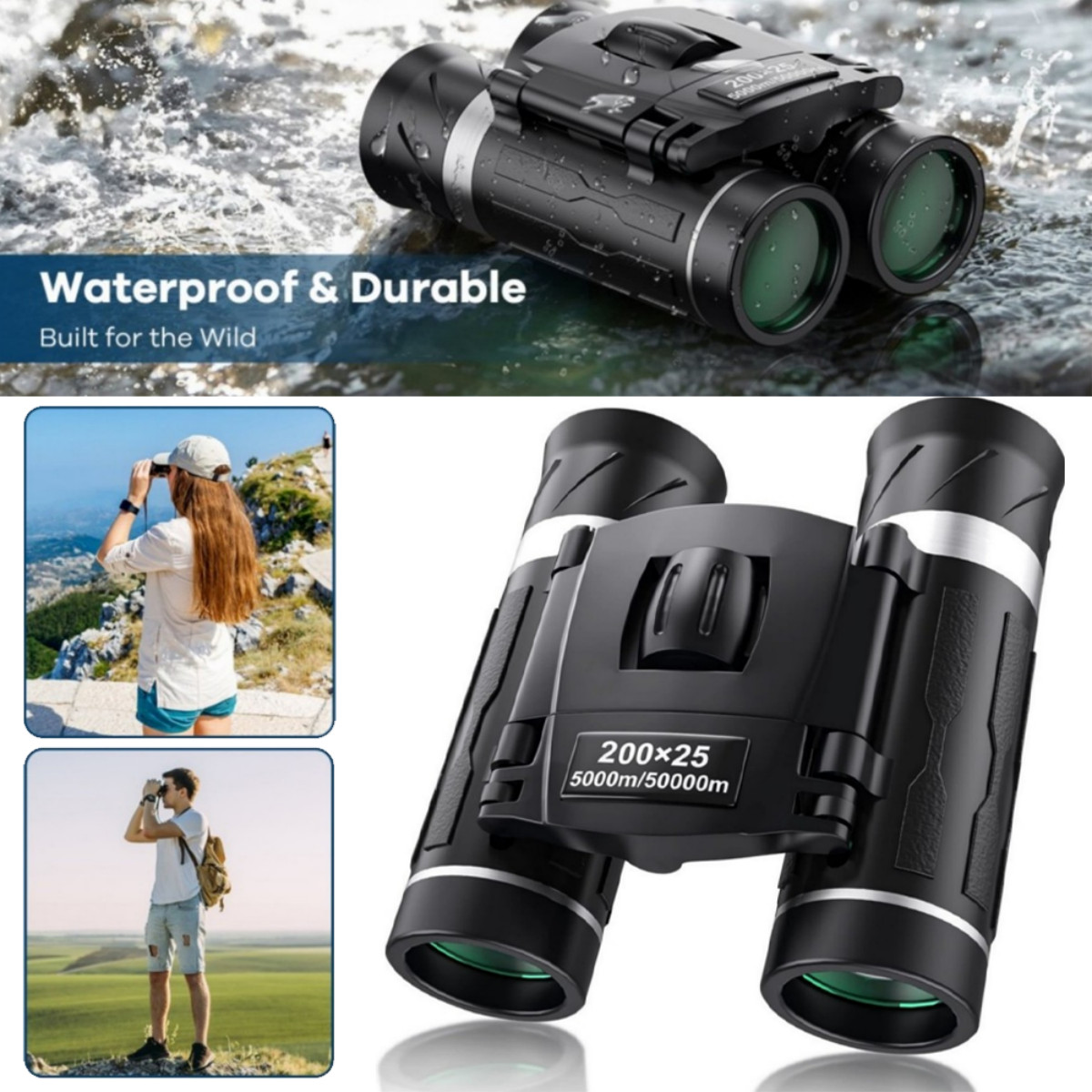 200X25 Compact Binoculars for Adults Kids High Powered Mini Pocket Binocula US