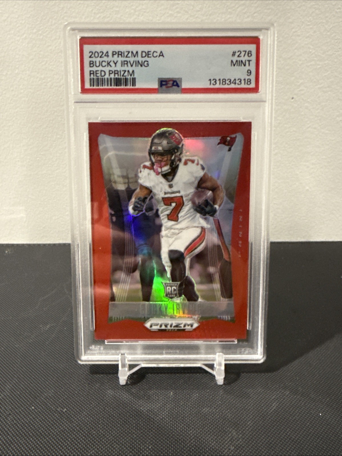 2024 Prizm Deca Bucky Irving Red Prizm  /199 #276 #Buccaneers PSA 9