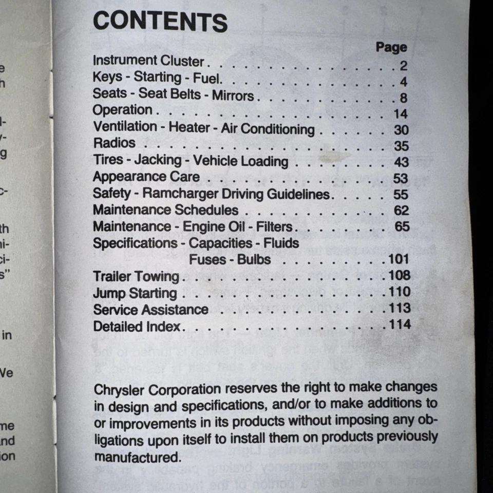 Dodge D100 D150 1984 D250 D350 W150 W250 W350 Ramcharger manual del dueño XZ Foto 4 de 4