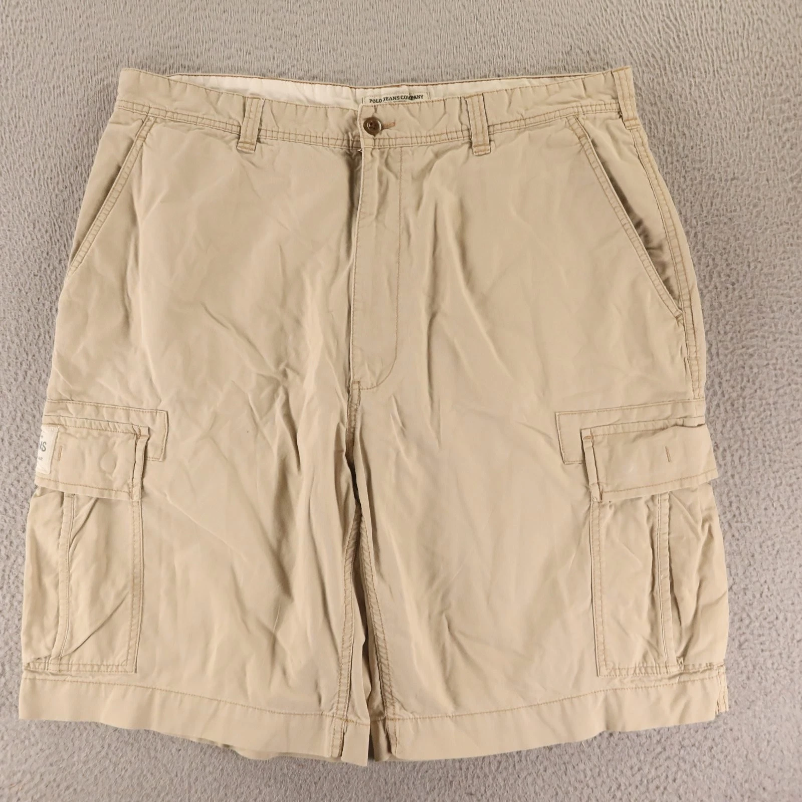 VTG Ralph Lauren Shorts Mens 40 Beige 100% Cotton Vintage 90s Cargo
