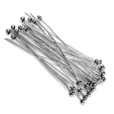 40 Pcs Bali Head Pins Antique Silver Plated 20 Gauge 2.5 Inch Eye Pin