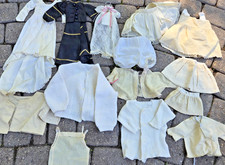 Huge Lot of 13 Vtg Miscellaneous Doll Clothes/ Assorted Sizes Wool blend/Cotton
