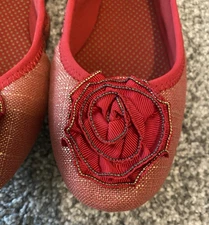 WOMENS LINDSAY PHILLIPS BALLET SLIPPERS RED CANVAS INTERCHANGEABLE SNAP 9 M