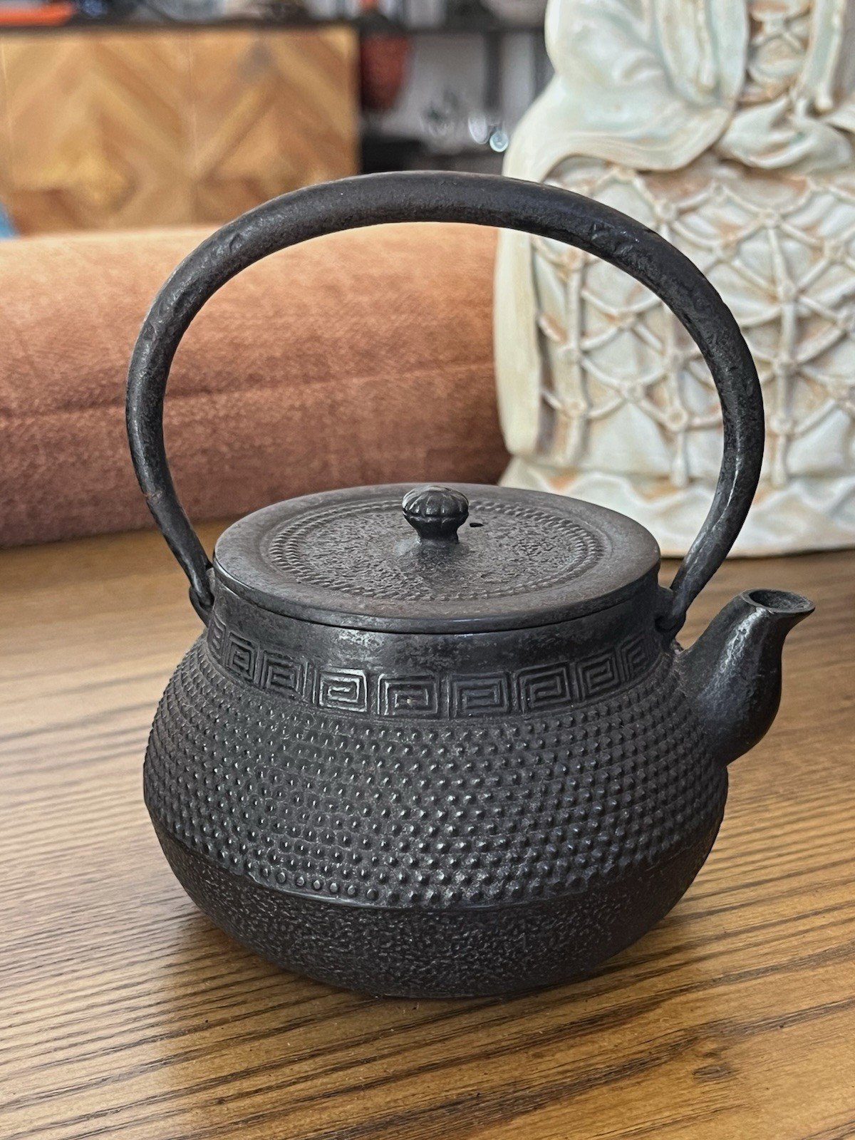 RARE CHILD'S ANTIQUE c.1906 SIGNED JAPANESE TETSUBIN Iron Tea Kettle Pot Teapot