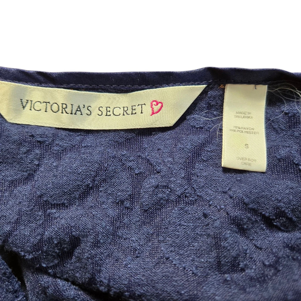 Vintage Victoria's Secret Burnout Velvet  Navy Blue Cami Small 1990s - Image 3 of 4