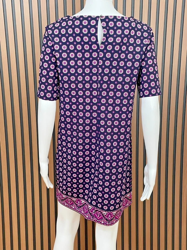 Banana Republic Women's Dress Shift Mini Party Cocktail Stretch 4 Purple Floral - Image 2 of 4