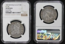 1828 Capped Bust Half Dollar Small 8 Square 2 Large Letters NGC XF Details 5NT5
