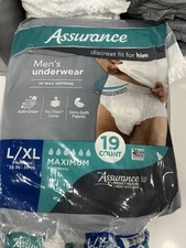 Assurance Men's Incontinence Underwear, L/XL , Maximum Absorbency (65 Count)