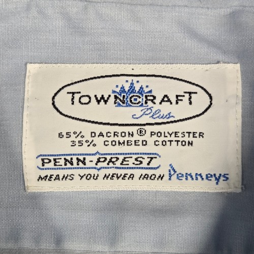 Vtg Towncraft Plus Pennys Mens Blue Short Sleeve Button Up Shirt Retro Eclectic - Picture 5 of 9