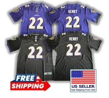 Derrick Henry Jersey #22 Black & Purple Stitched NWT S-3XL Free Shipping