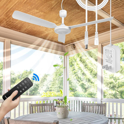 28'' Outdoor Ceiling Fan with Remote for Gazebo, Patio, and Camping Tents
