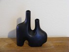 BLACK  SCULPTURAL  VASE MODERN ASYMMETRICAL  ART ABSTRACT CERAMIC  HOME DECOR — photo 2