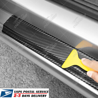 4X Accessories Car Stickers Carbon Fiber Door Sill Protector Scuff Plate Trim