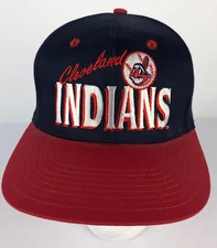 Vintage 90's Annco Cleveland Indians Hat Snapback MLB Baseball Blue Red Cap