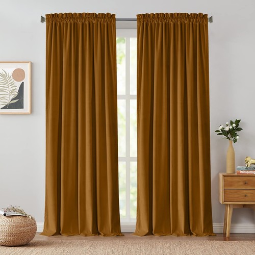 jinchan Velvet Blackout Curtains for Living Room, Thermal Insulated Luxury Dr... - Picture 8 of 9