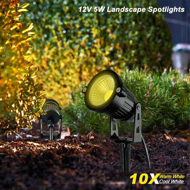 10X 12V 5W Landscape Spotlights Warm/Cool White LED Waterproof Outdoor Decorate