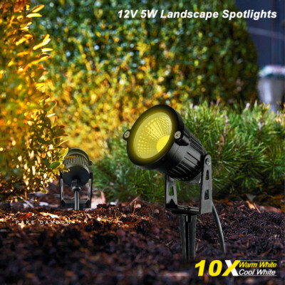 10X 12V 5W Landscape Spotlights Warm/Cool White LED Waterproof Outdoor Decorate