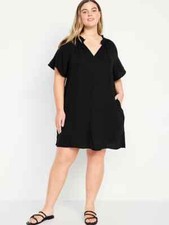 Old Navy Women's Crinkle Gauze Mini Swing Dress Black NEW size Small, Medium