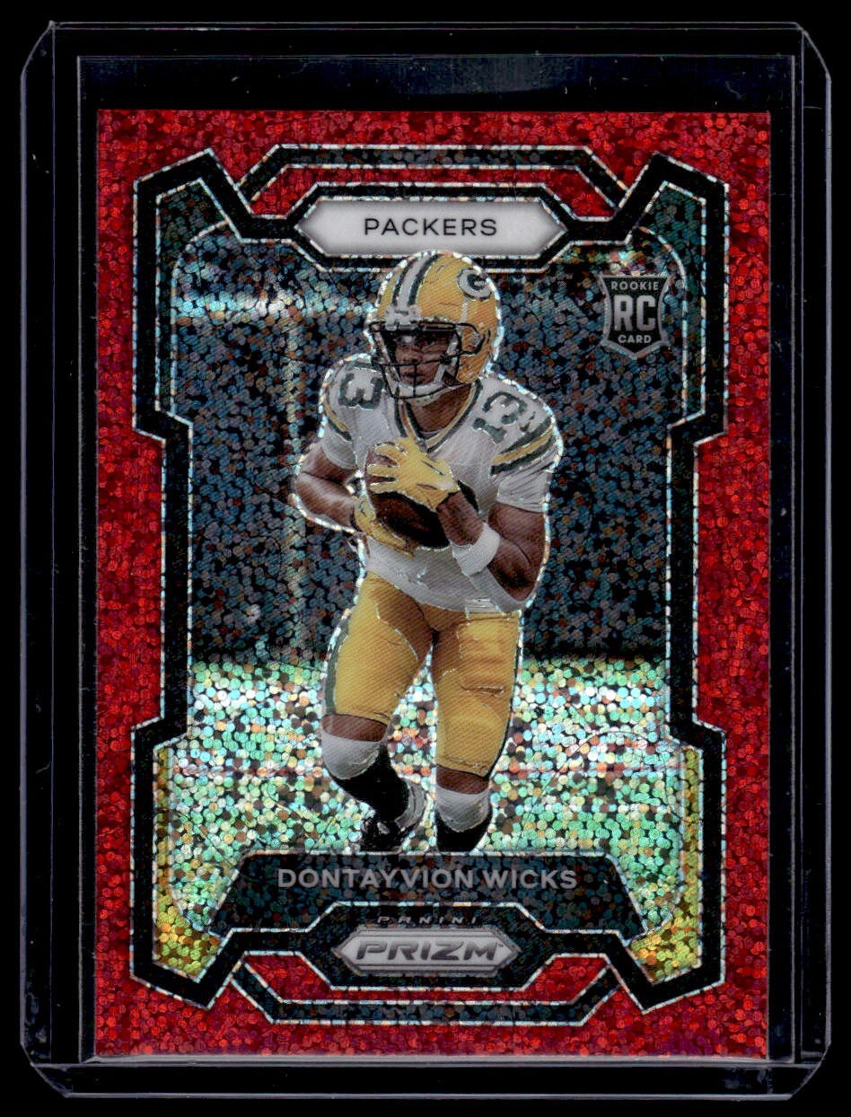 2023 Panini Prizm #333 Dontayvion Wicks Red Sparkle RC