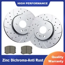 Front Slotted Rotors and Brake Pads Kits for Chevy Terrain Equinox Impala MALIBU