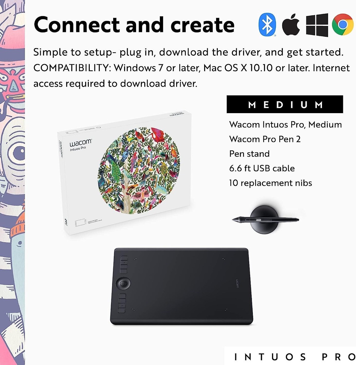 Wacom Intuos Pro medium 本体と付属品 訳あり Wacom Intuos Pro Medium Bluetooth Graphics Drawing Tablet