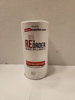 8 Rolls (1 Tube) Avery Dennison Monarch Series 1100 White Labels. Bin69
