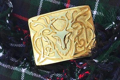 CC Men’s Kilt Belt Buckle Stag Head Gold finish highland Kilt Belt Buckle Stag Head