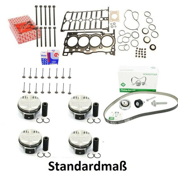 Kolbenset Std. + Zahnriemen + Ventile FüR VW 1.4 TSI CZD CHP 04E107065GM Golf7-image