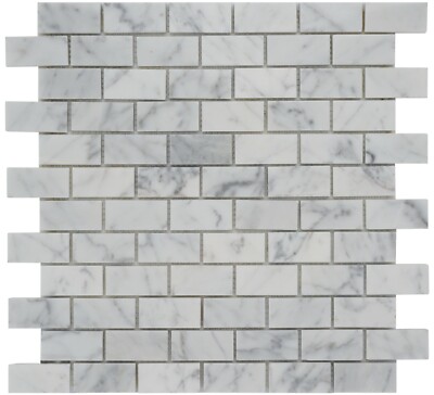 Simple Tile - Marble Mosaic Tile ''1''X2'' Brick Collection'' Carrara White Polished