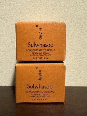 Two Sulwhasoo Concentrated Ginseng Renewing Cream Mini 5 ml / 0.16 oz New in Box