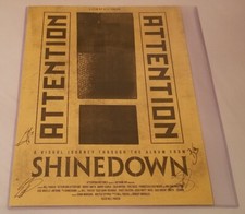Shinedown Autographed 18x24 Attention Attention Yellow Movie Poster #1 Shinedown Autographed 18x24 Attention Attention Yellow Movie Poster #1