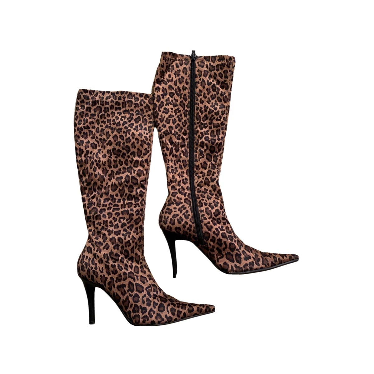 Animal print top tall boots