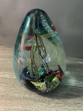 Glass Egg Paper Weight Nautical Hand Blown Sea Fish