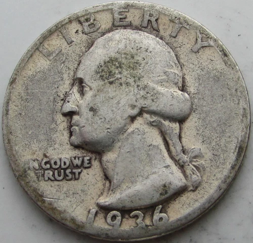 1936-S Washington Silver Quarter in a SAFLIP® - VG- (Good+)