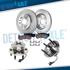 4WD Front Rotors Ceramic Brake Pads Wheel Hub Bearings for Chevy Silverado 1500