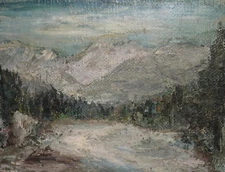 1996 Impressionist oil painting mountain landscape signed